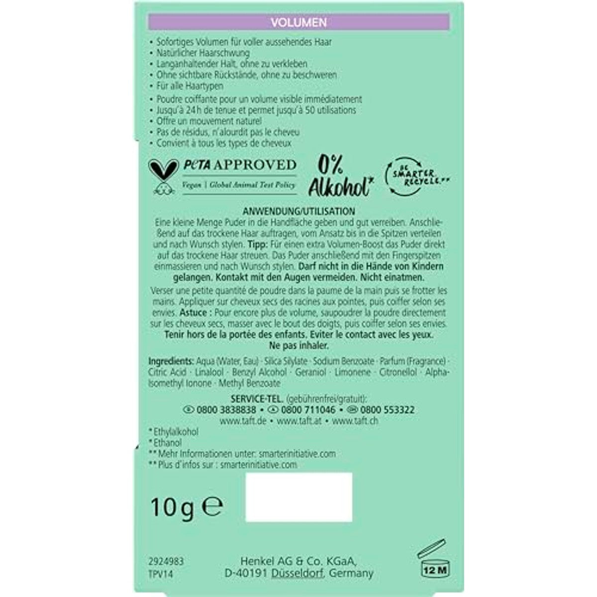 TAFT Haarstyling Poeder Volume 6 x 10 g - Voordeelverpakking