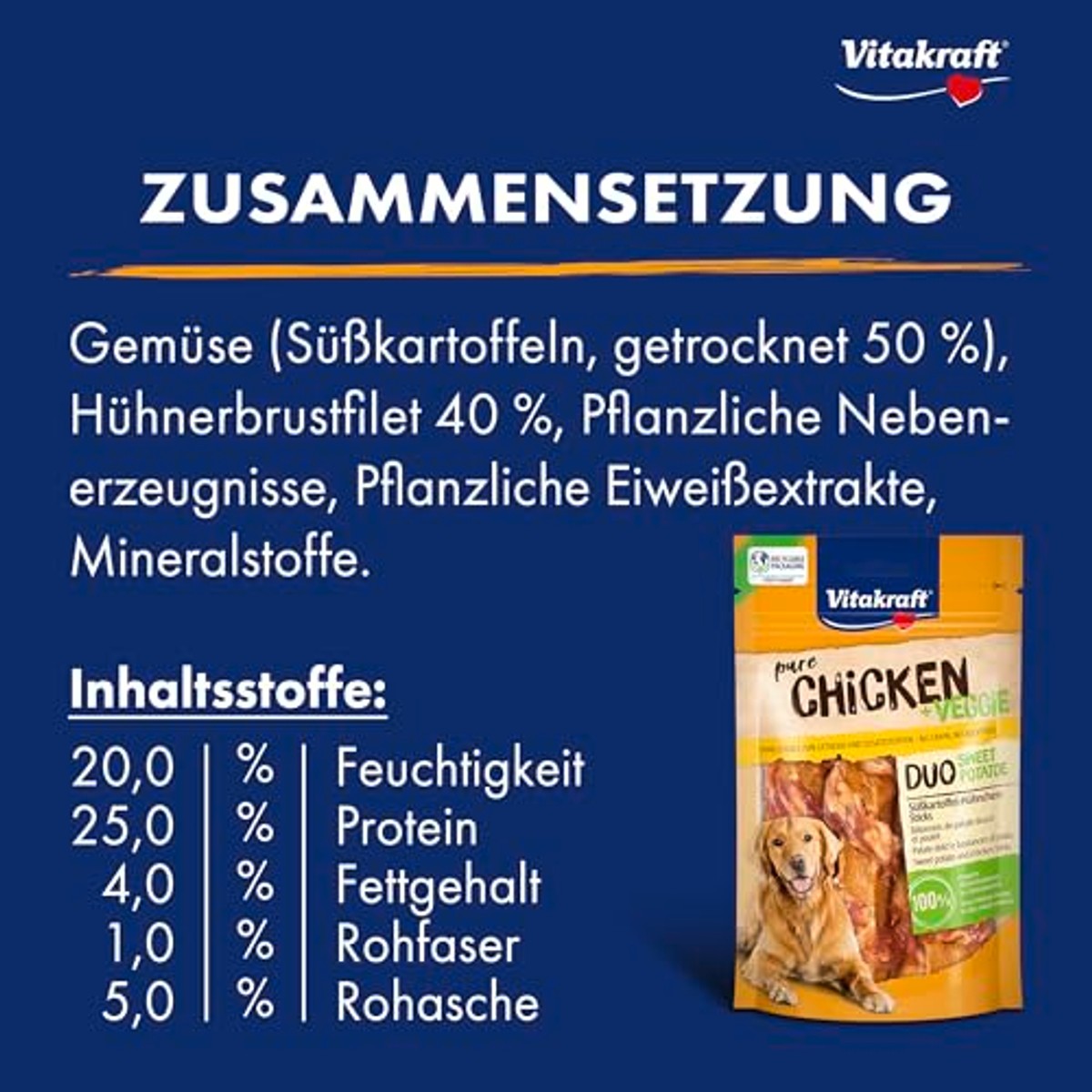 Vitakraft Chicken Veggie hondensnack zoete aardappel & kip 1 x 80 g - 6-pack