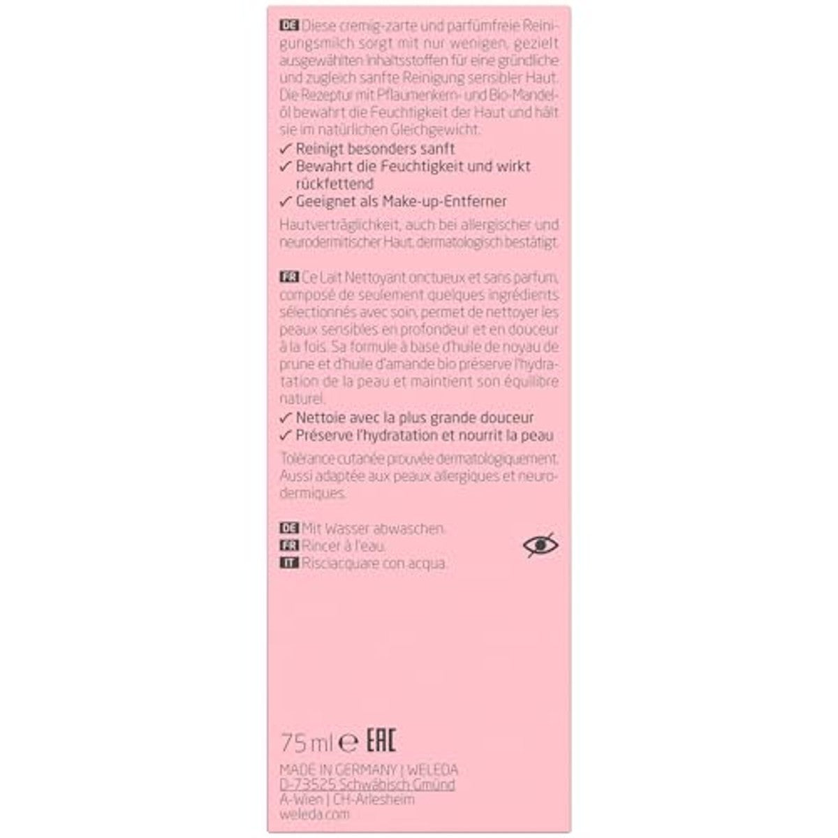 Weleda Amandel Sensitive Reinigingsmelk Gevoelige Huid 75 ml - 3-pack