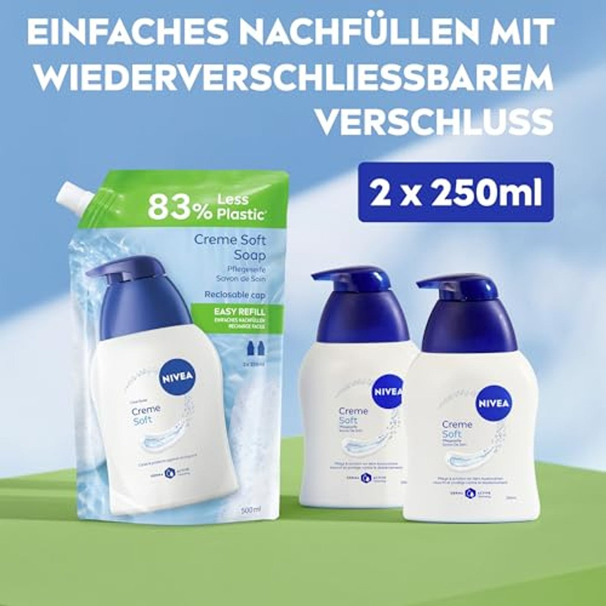 NIVEA Crème Soft verzorgingszeep navulzak 6 x 500 ml - Voordeelverpakking