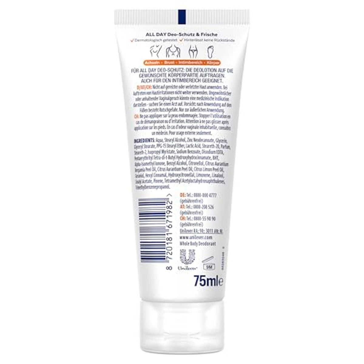 Rexona Whole Body Deodorant Cream Fresh Citrus 6 x 75 ml - Voordeelverpakking