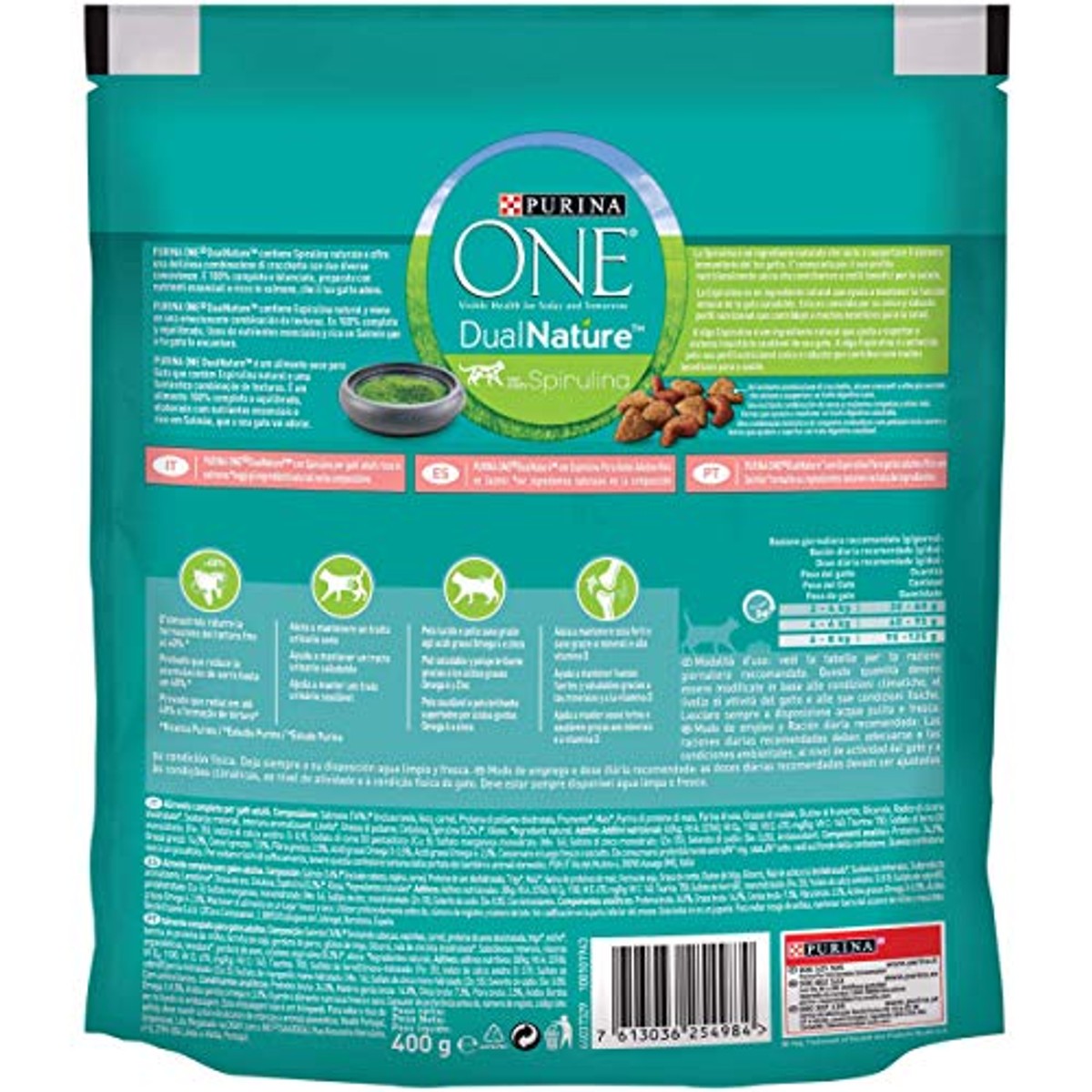 PURINA ONE Dualnature droogvoer kat zalm 400 g - 3-pack