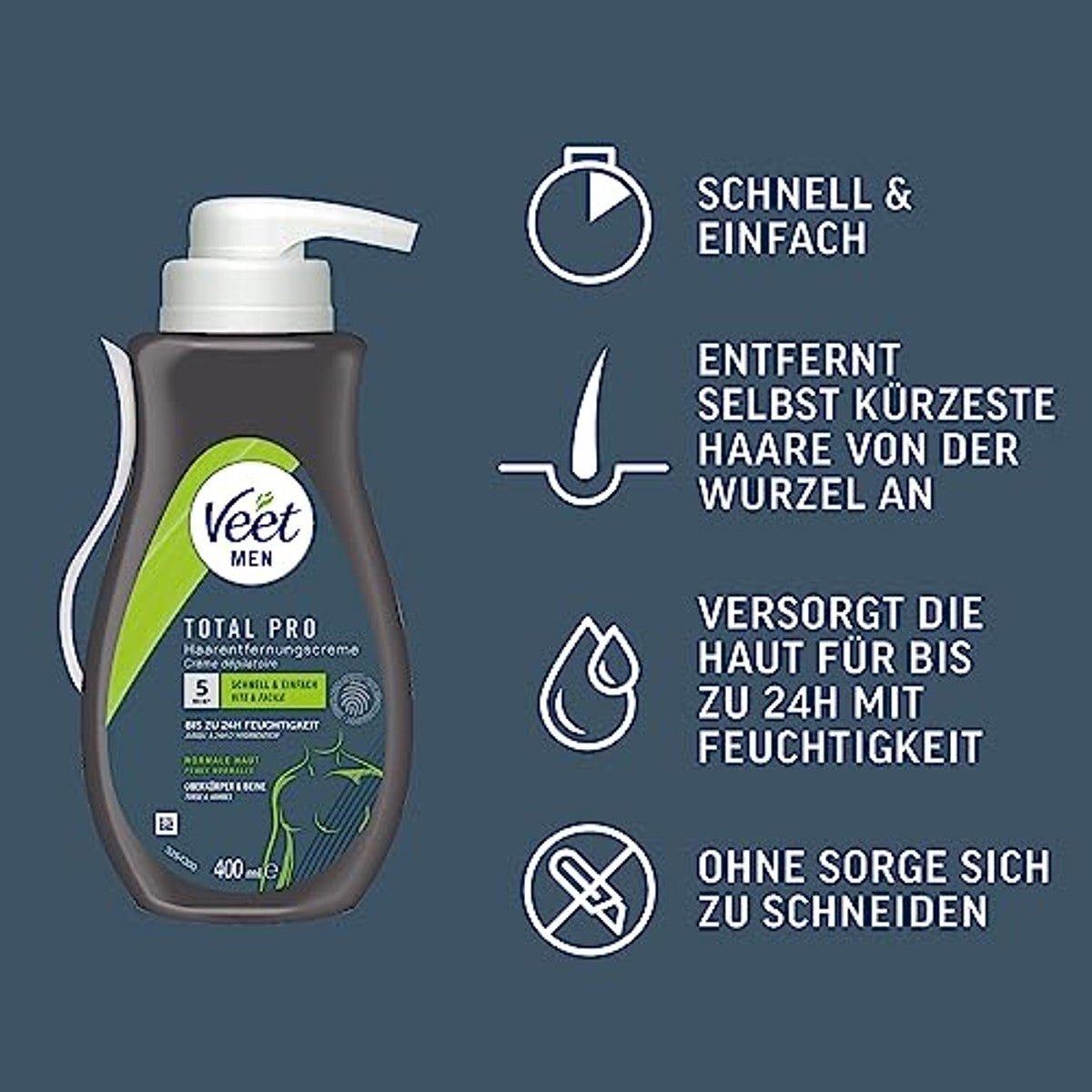 Veet Men Ontharingscrème bovenlichaam en benen 400 ml – Veet