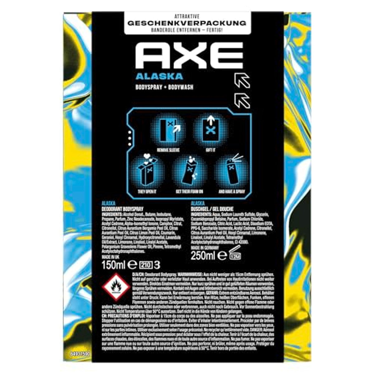 Axe Cadeauset Alaska Bodyspray & Douchegel 150 ml + 3 x 250 ml - Voordeelverpakking