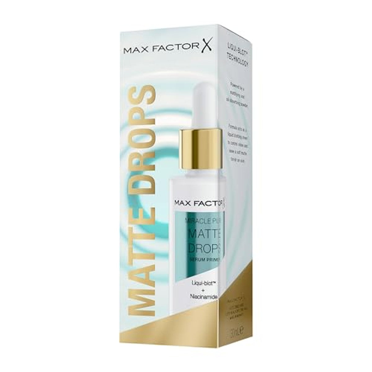 Max Factor Miracle Pure Matte Drops Serum Primer, hydraterende primer met innovatieve formule, met niacinamide en Cica voor een langdurige gelijkmatige, matte teint, 30 ml – Max Factor