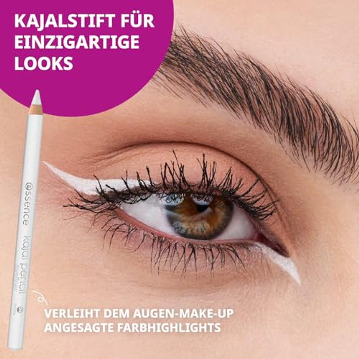 essence kajal pencil 04 wit, kajalstift met zachte en puntige vulling | Oogmake-up, langdurige, intensieve kleur, veganistische cosmetica zonder parfum, 1 g – Essence Cosmetics