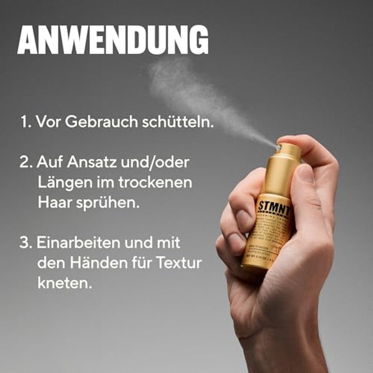 StMNT Statement Grooming Goods Spray Powder 4 g, extra matte afwerking, indrukwekkende textuur en grip, direct aanzetvolume en extreme volheid