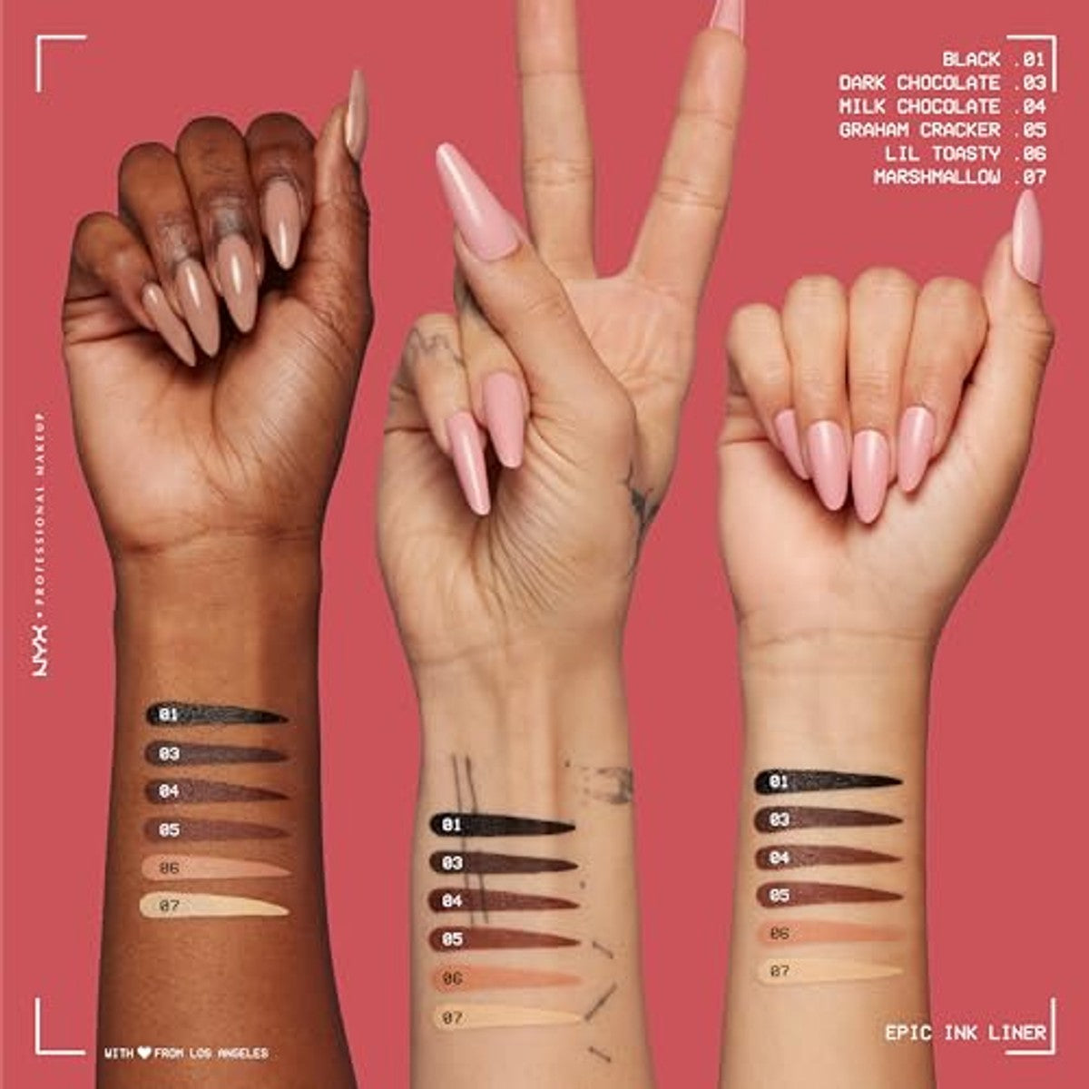 NYX Professional Makeup Epic Ink Eyeliner, sterk gepigmenteerde viltstift, waterbestendig, langdurige kajal, veganistische formule, eenvoudig te gebruiken met flexibele kwast, tint: 03 donkere – NYX PROFESSIONAL MAKEUP