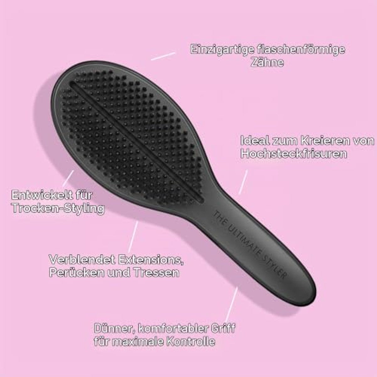 Tangle Teezer Ultimate Styler Black Stijlborstel voor moeiteloze en pluisvrije haarstyling & Wet Detangler Midnight Black, een haarborstel voor nat haar met platte handgreep voor ideale grip – Tangle Teezer