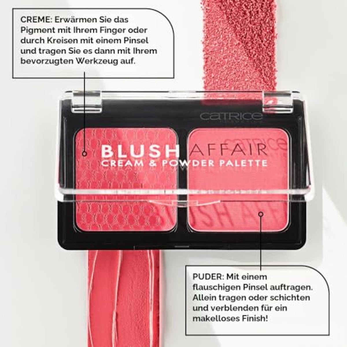 Catrice Blush Affair Cream & Powder Palette, rougepalet, nr. 010, rood, 1 rode tint, direct resultaat, veganistisch, zonder conserveringsmiddelen, zonder parabenen, zonder microplasticdeeltjes, per – Catrice Cosmetics