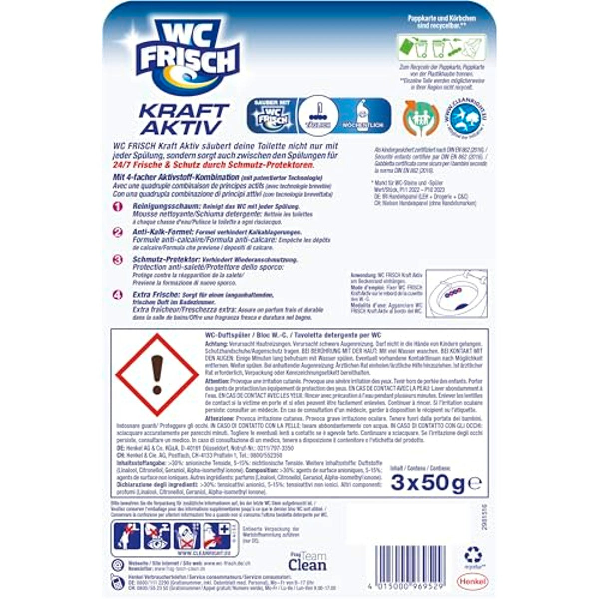 WC-Frisch Kraft Aktiv geurspoeler bloemen-frisheid set van 3 – WC-Frisch