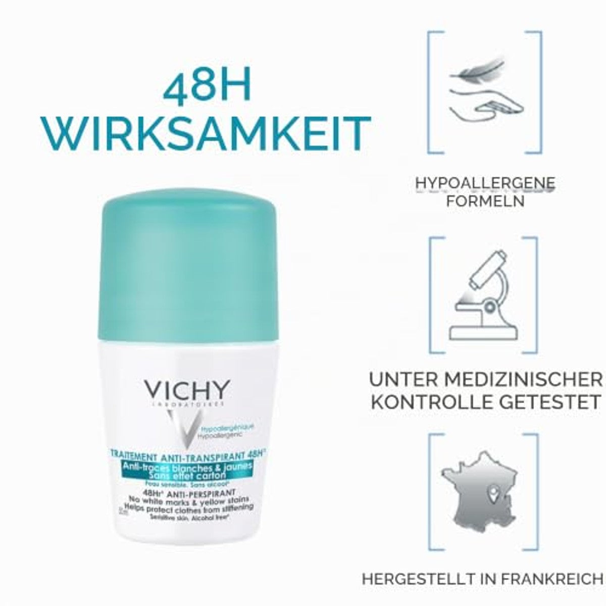 Vichy Anti-transpirant Anti-vlekken Deo Roll-on 2 x 50 ml
