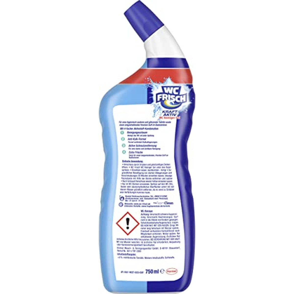 Wc-Fresh WC-reiniger, gel, oceaanfris (750 ml), wc-reiniger met luchtverfrissereffect, toiletreiniger zorgt voor hygiënische frisheid, met 4-voudige combinatie van actieve stoffen (verpakking van 2) – WC-Frisch