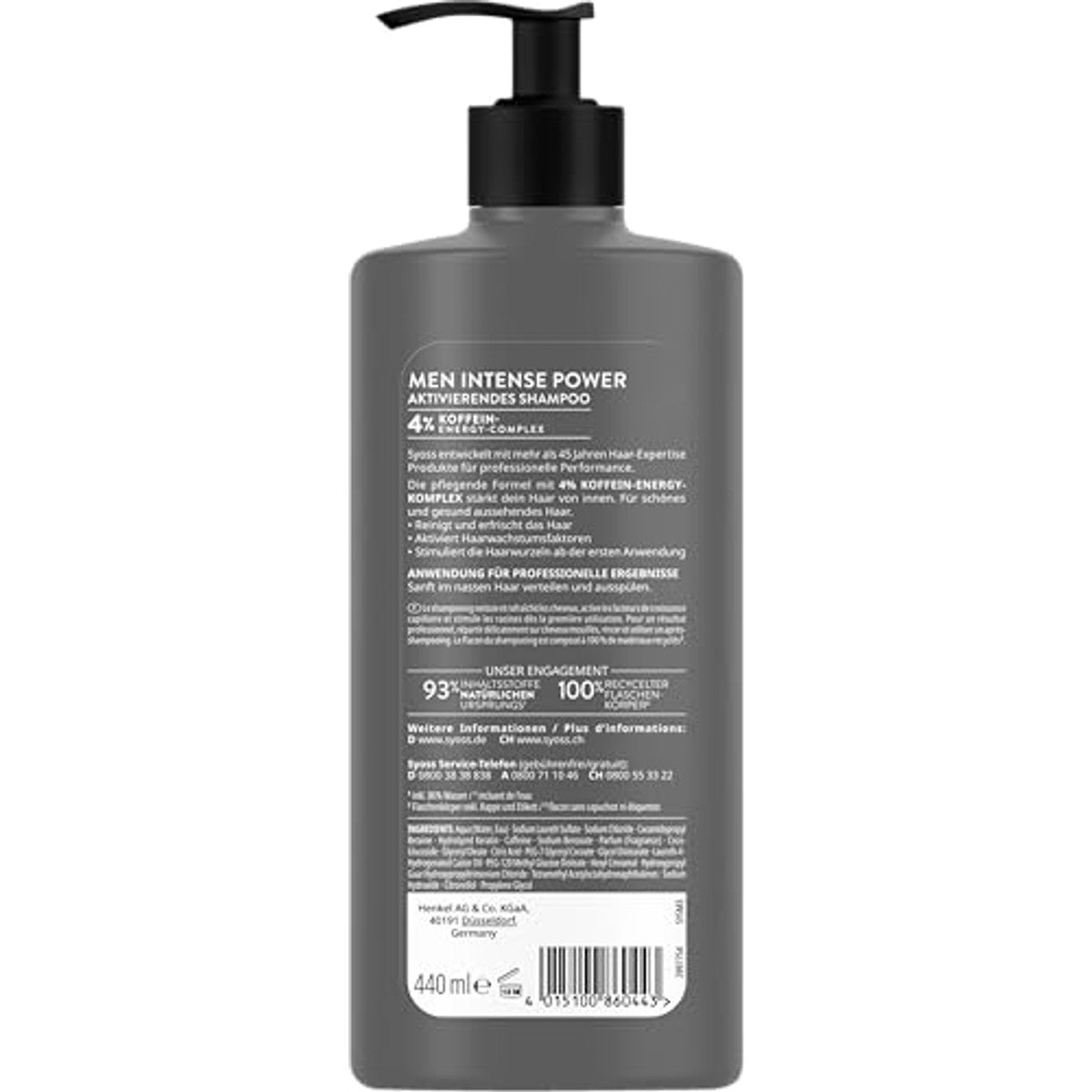 Syoss Men Intense Power Shampoo 440 ml - 3 stuks