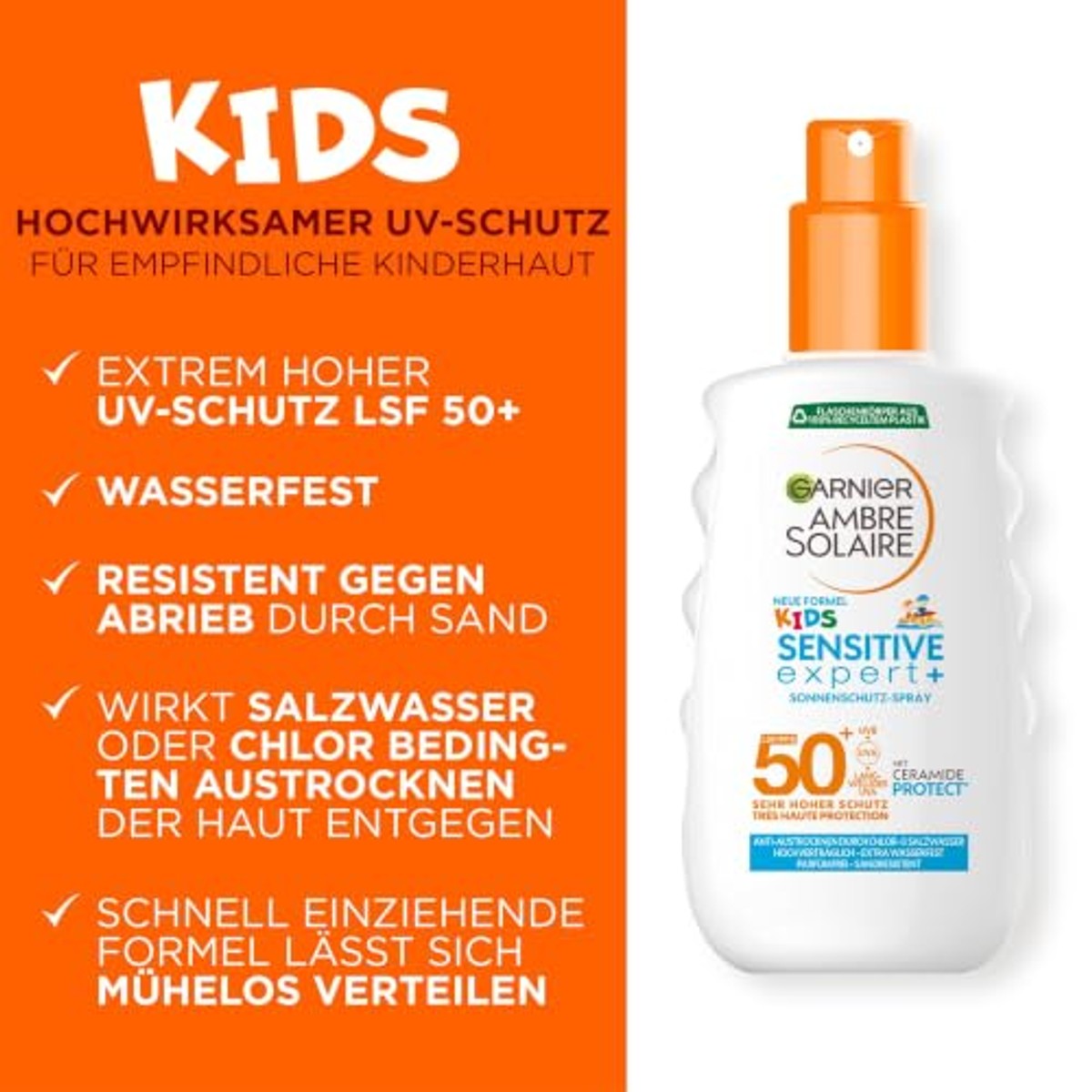 Garnier Ambre Solaire Kids Sensitive Expert+ SPF 50+ 6 x 150 ml - Voordeelverpakking