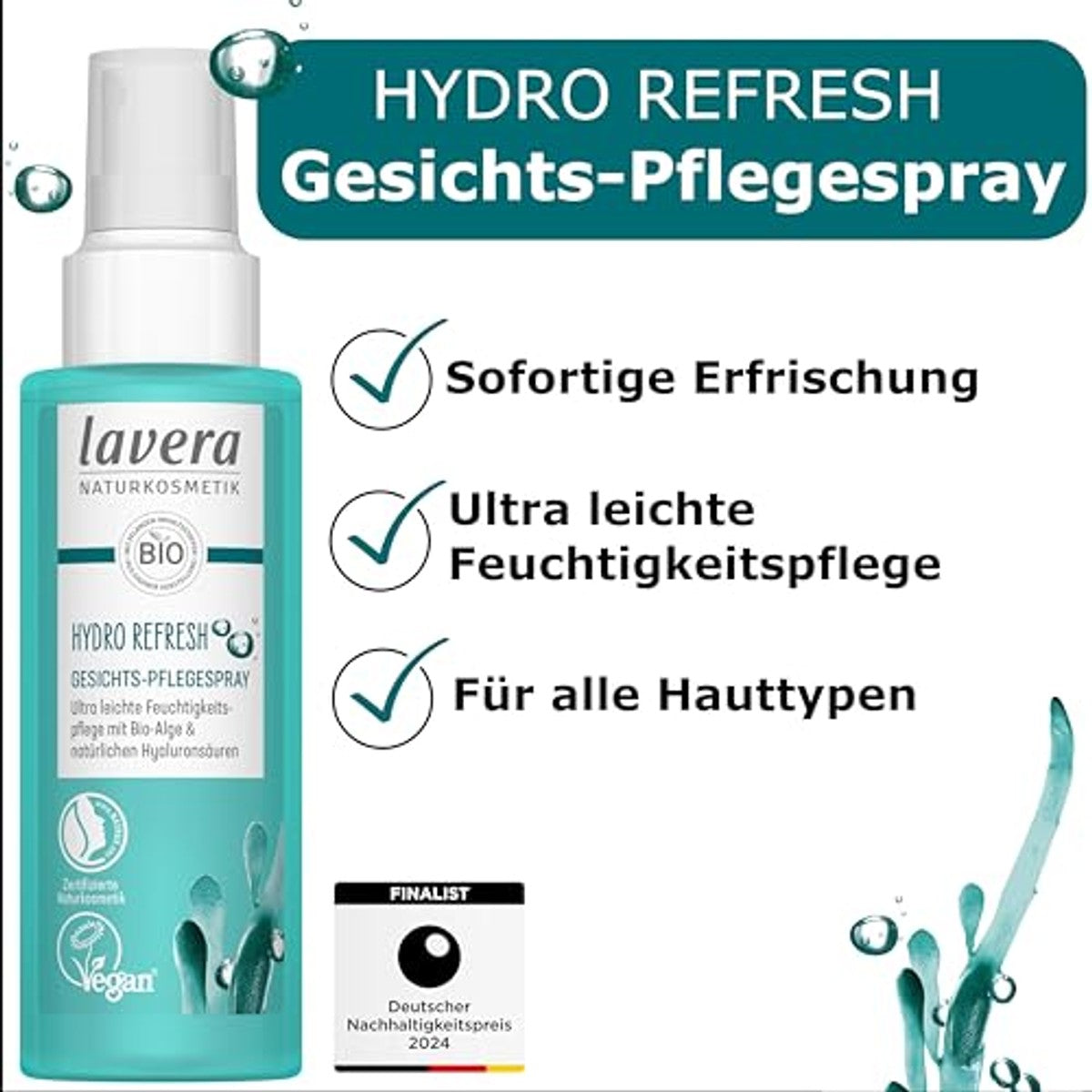 lavera Hydro Refresh gezichtsspray algen & hyaluronzuur 100 ml – lavera