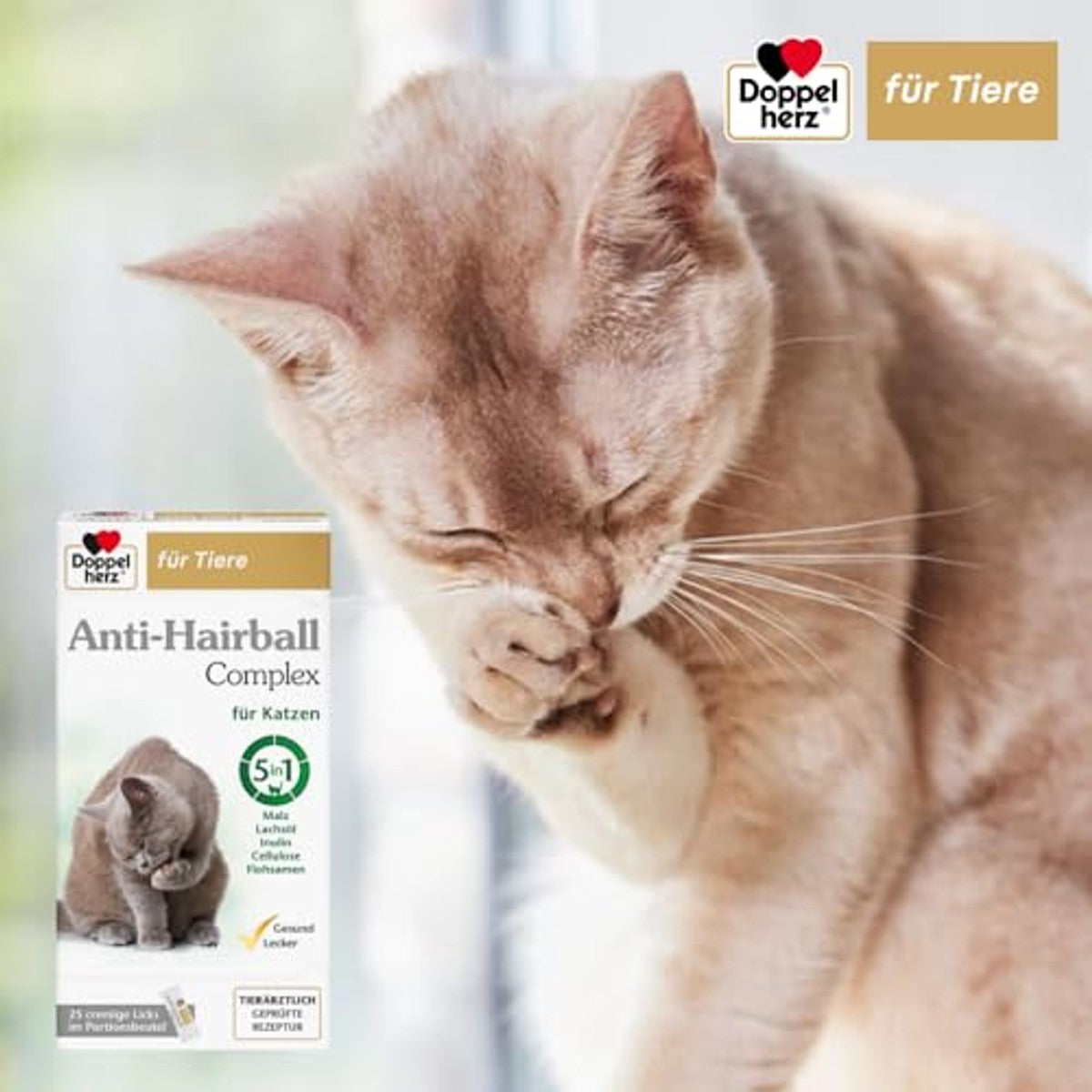Doppelherz voor Dieren Anti-Haarbal Complex voor Katten 25 Likken - 3-pack