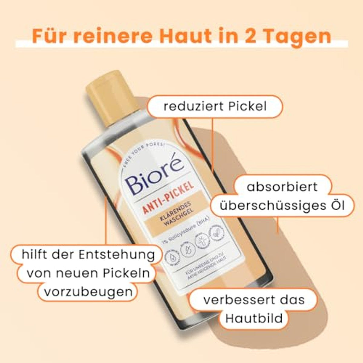 Bioré Anti-puistjes Wasgel actieve kool 6 x 200 ml - Voordeelverpakking