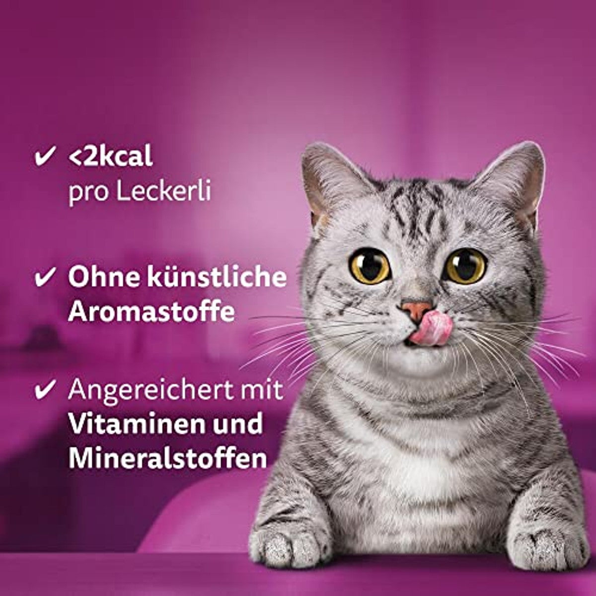 Whiskas Knusperbags Kattensnack met kip- en kaassmaak, 4 stuks, 4 x 180 g, kattensnacks voor volwassen katten – whiskas