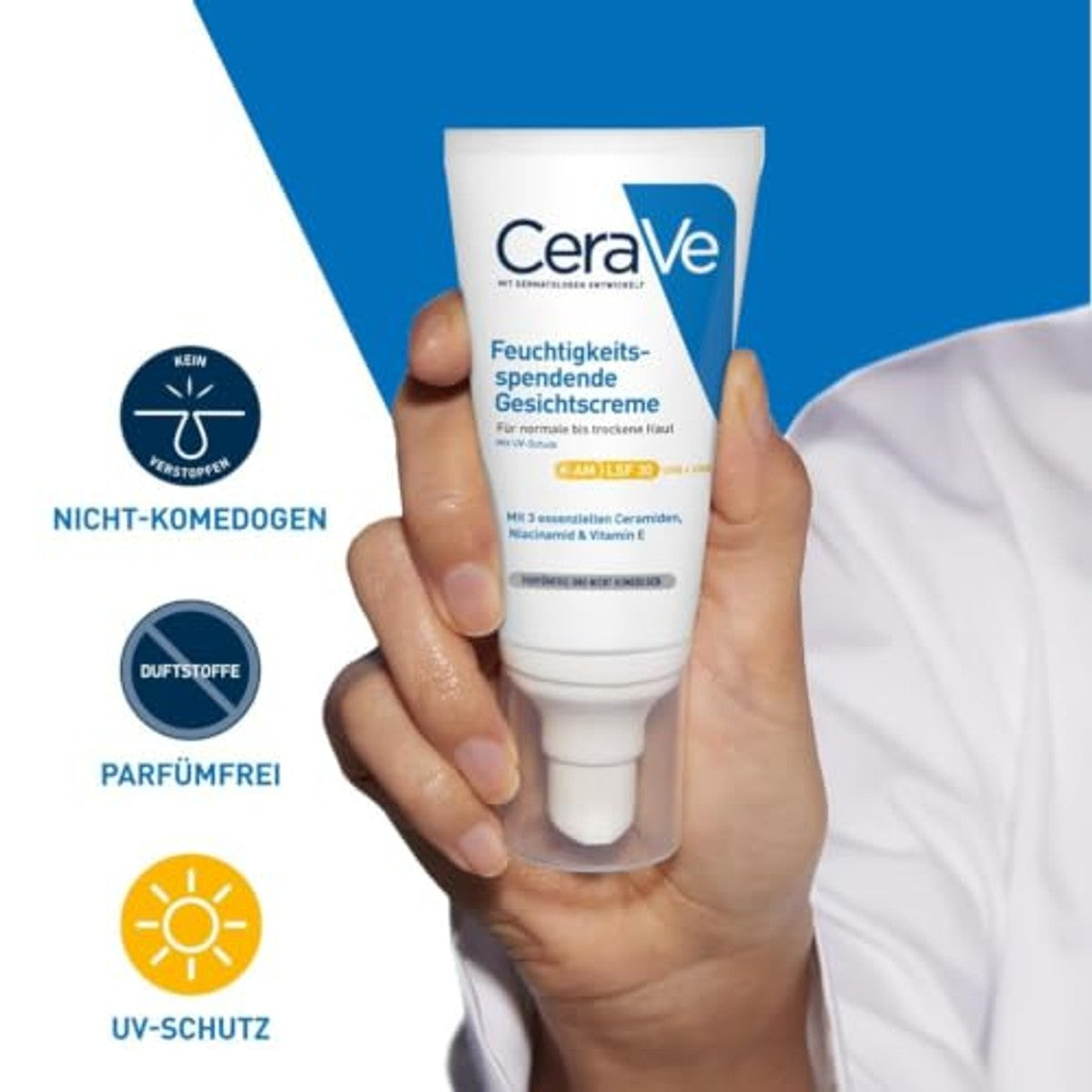 CeraVe Hydraterende Gezichtscrème met SPF 30, Kalmerende Dagcrème 50 ml