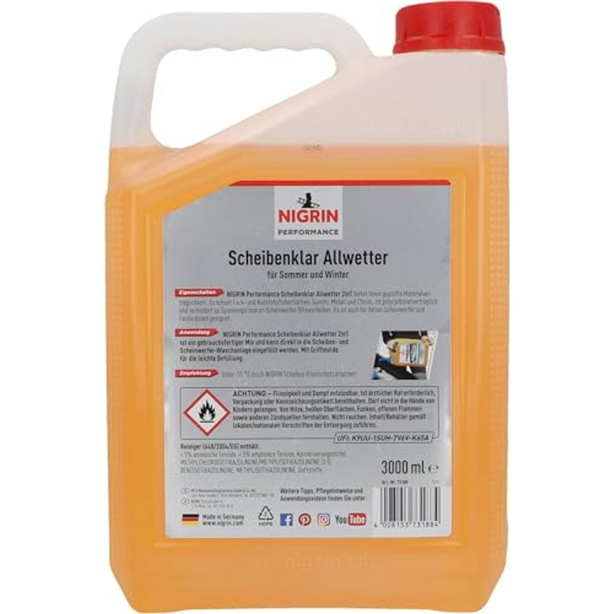 NIGRIN 74485 Ruitensproeier-antivries-concentraat 3 liter – NIGRIN