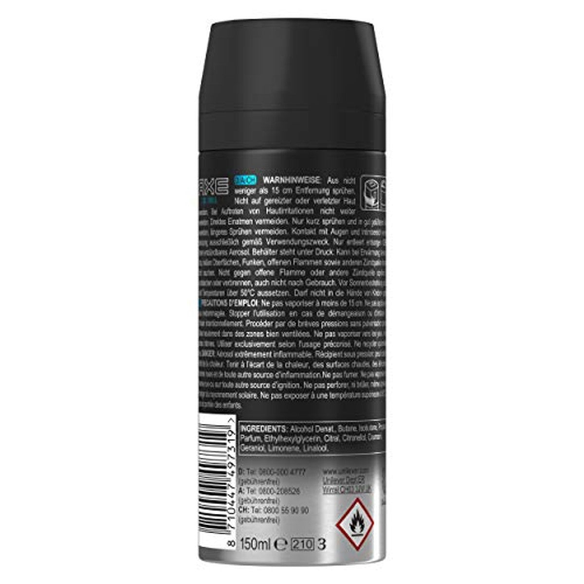 Axe Bodyspray Ice Chill Deo zonder aluminium 3 x 150 ml – Axe