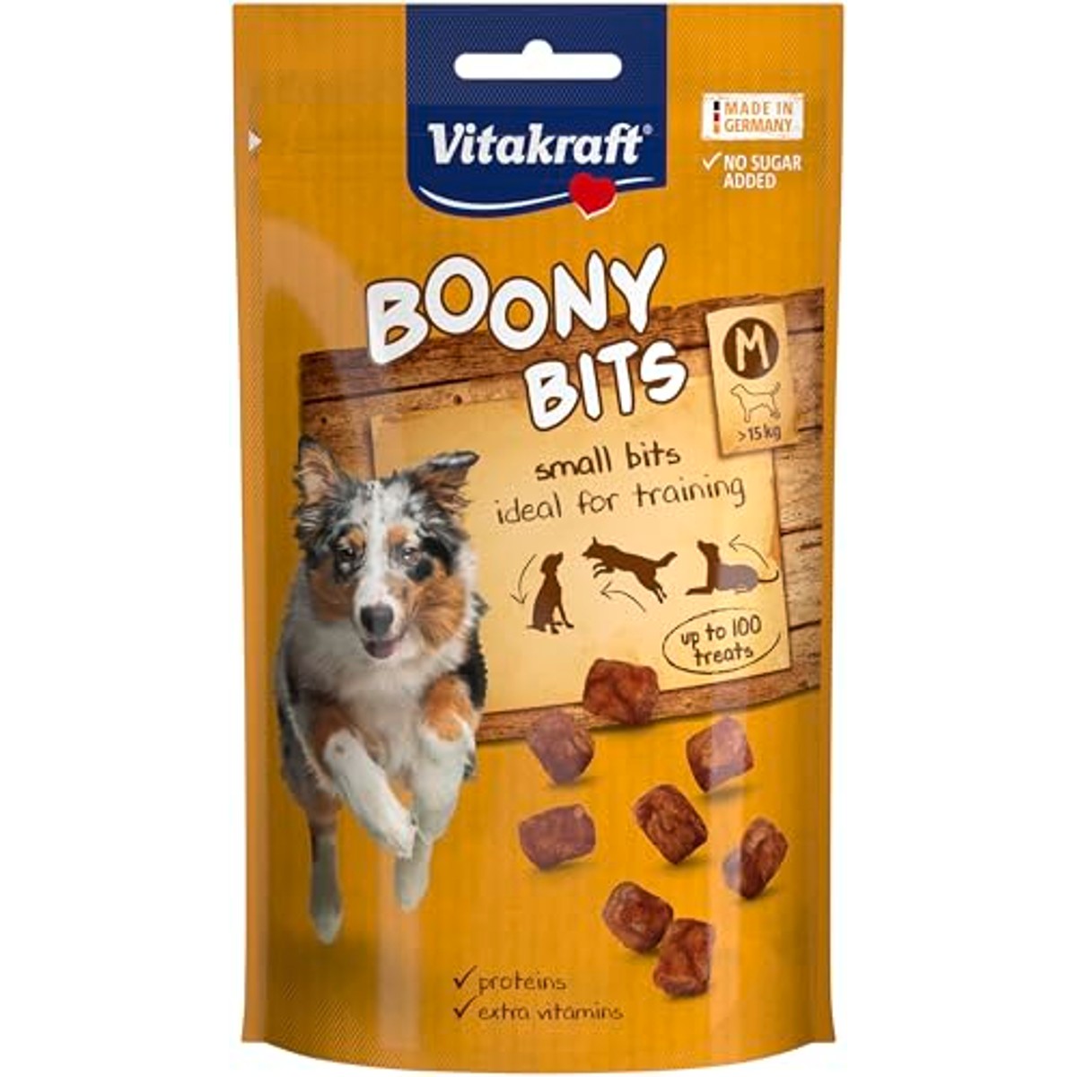 Vitakraft Boony Bits M, hondensnack, hondensnack met gevogelte, hondentrainingstraktaties, zonder toevoeging van suiker (6 x 120 g) – Vitakraft