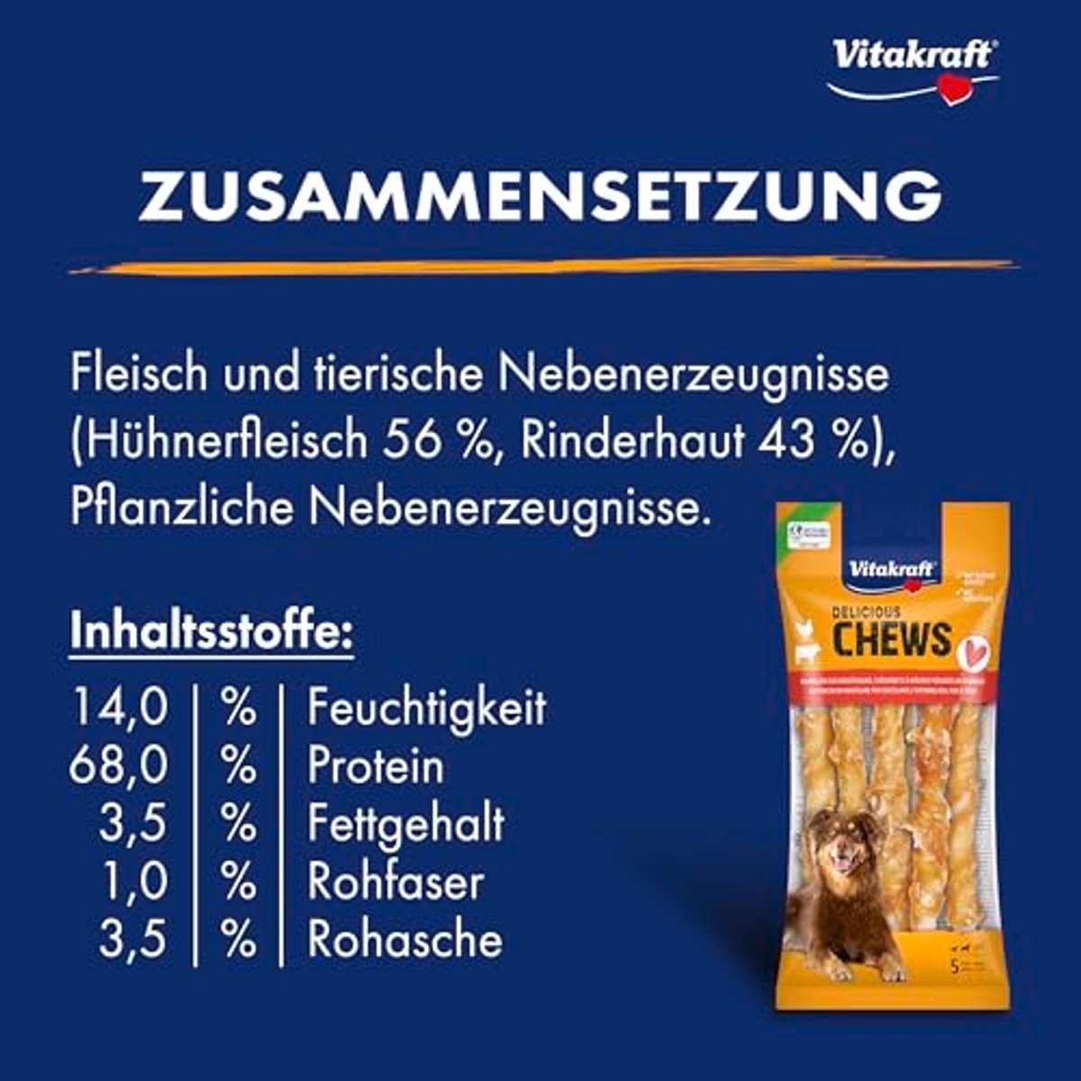 Vitakraft Chews Hondensnack Kauwrol met Kippenvlees voor Middelgrote Honden (1 x 5 stuks) - 6-pack