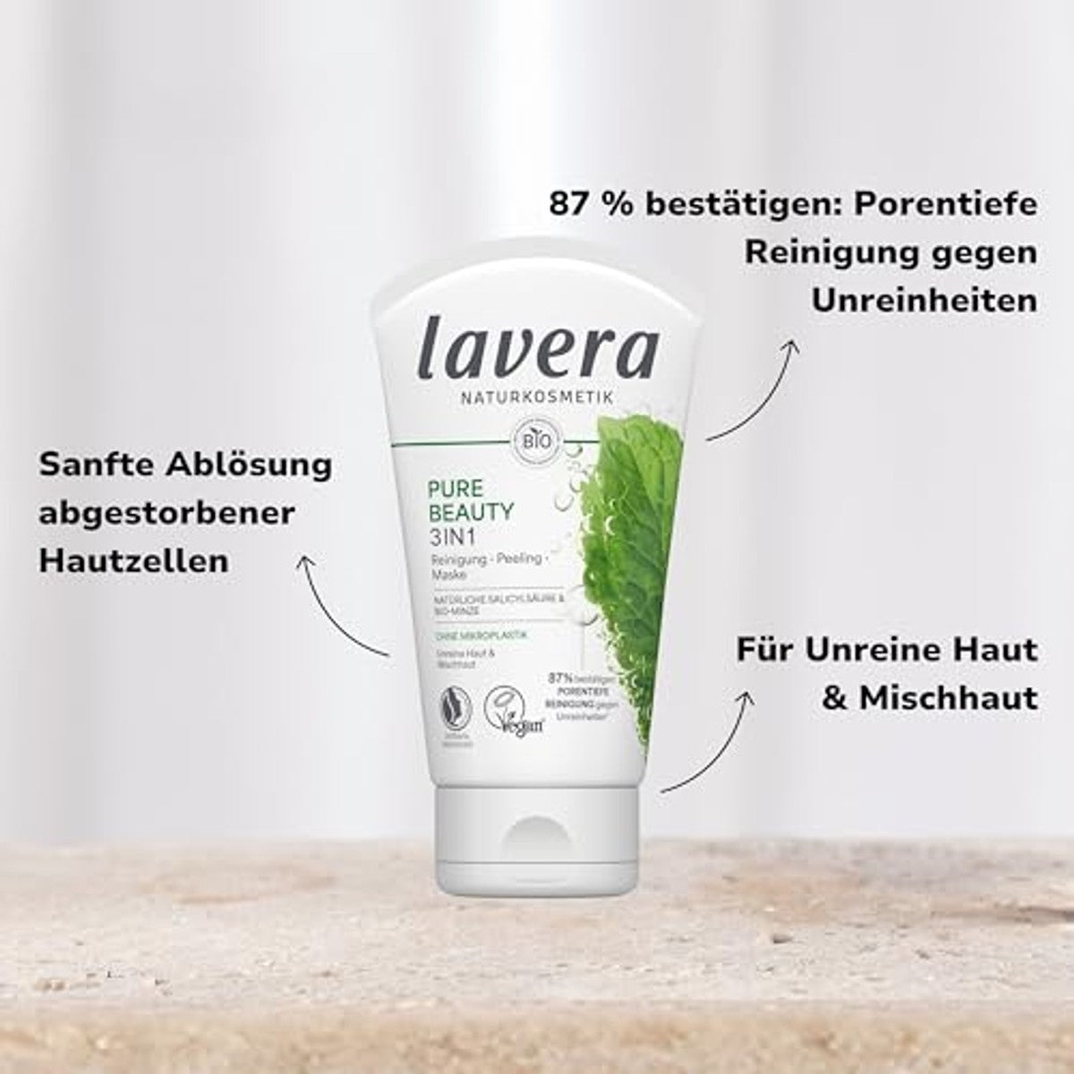 lavera Pure Beauty 3-in-1 masker, zuiverende verzorging, 125 ml – lavera
