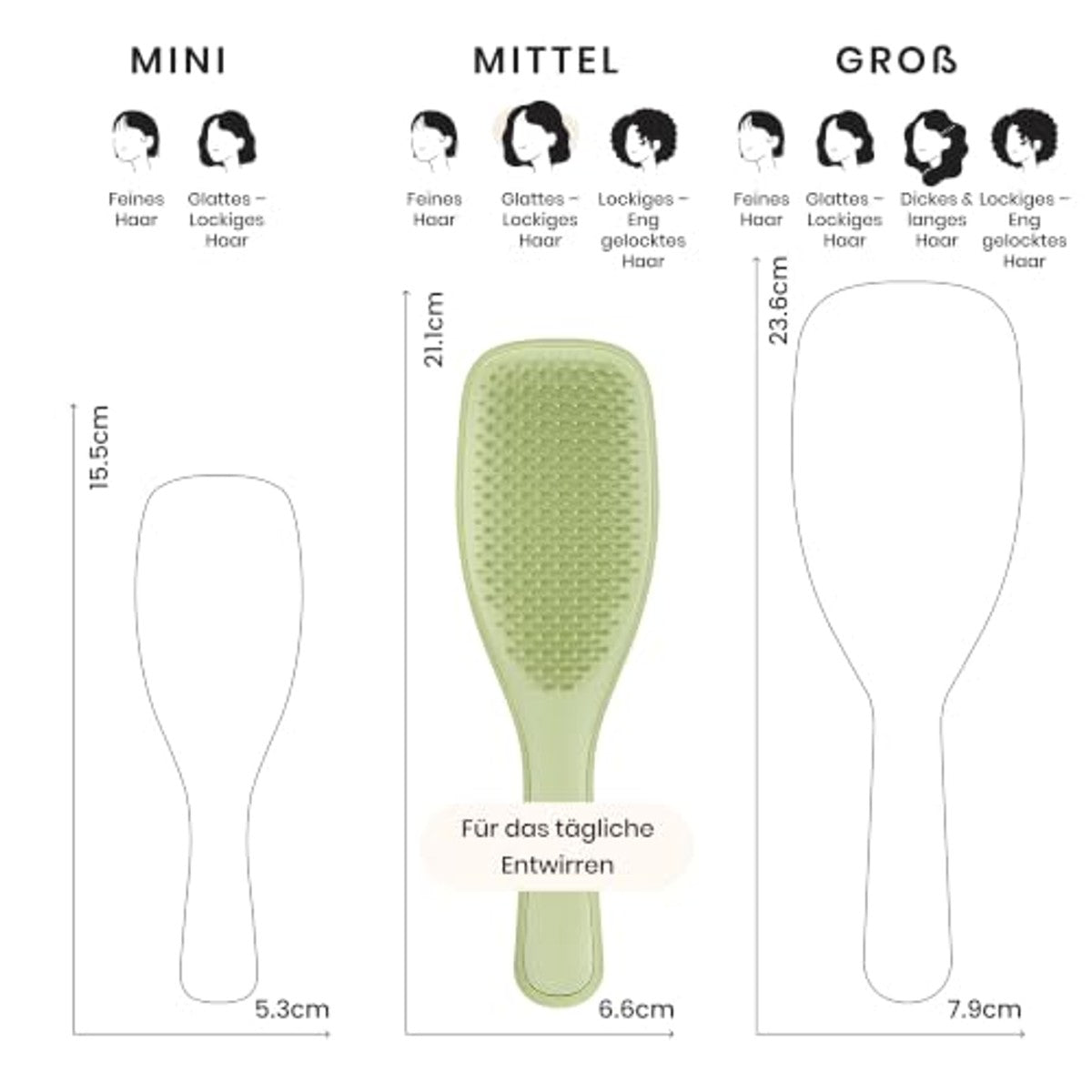 Tangle Teezer Ultimate Detangler haarborstel, voor nat en droog haar, ontwarringsborstel voor alle haartypes, tweetraps tanden verminderen breuken en elimineren knopen, olijfgroen, mat oppervlak – Tangle Teezer