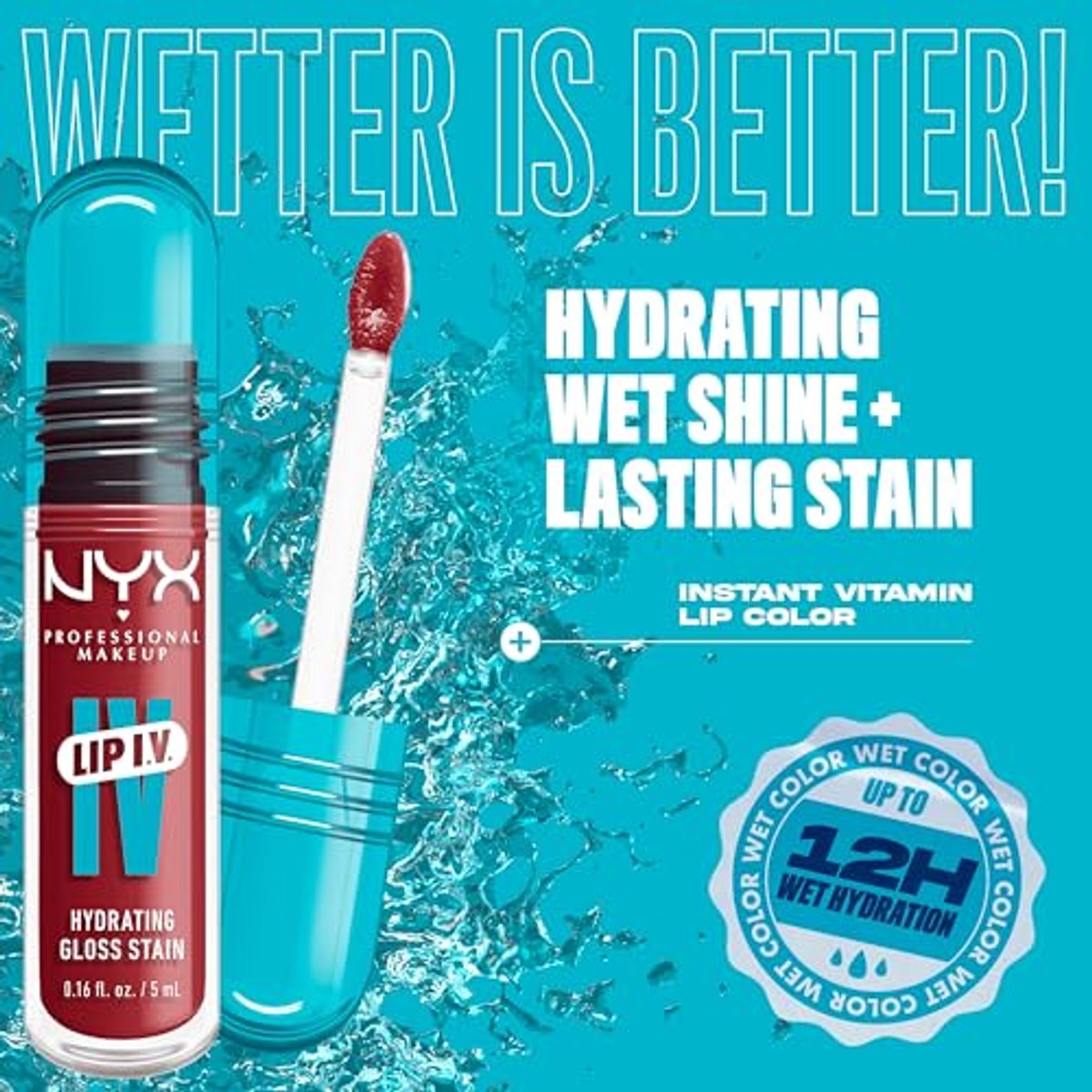 NYX PROFESSIONAL MAKEUP Lip IV Hydrating Gloss Stain Bubblegum Burst - 6 stuks