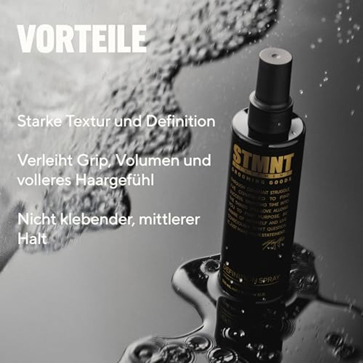 STMNT STATEMENT GROOMING GOODS Definition spray 200 ml, sterke textuur en definitie, halfmatte afwerking, droogt niet uit, grip en volume – STMNT STATEMENT GROOMING GOODS