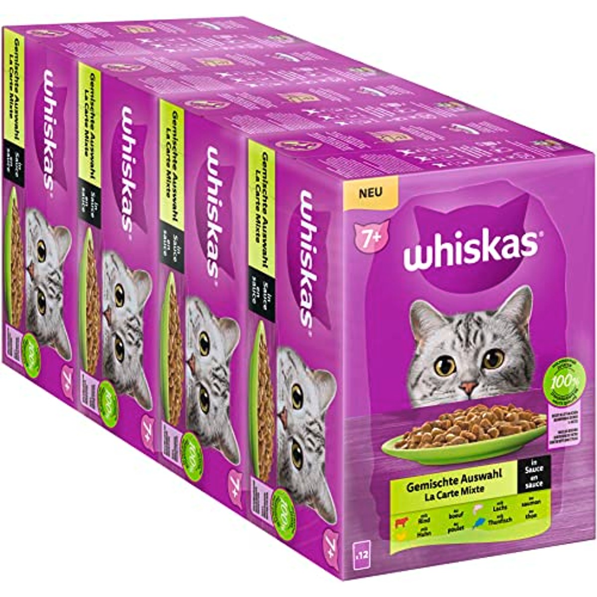 Whiskas kattenvoer Tasty Mix 1+ & Senior 7+ natvoer 72 x 85 g - 3-pack