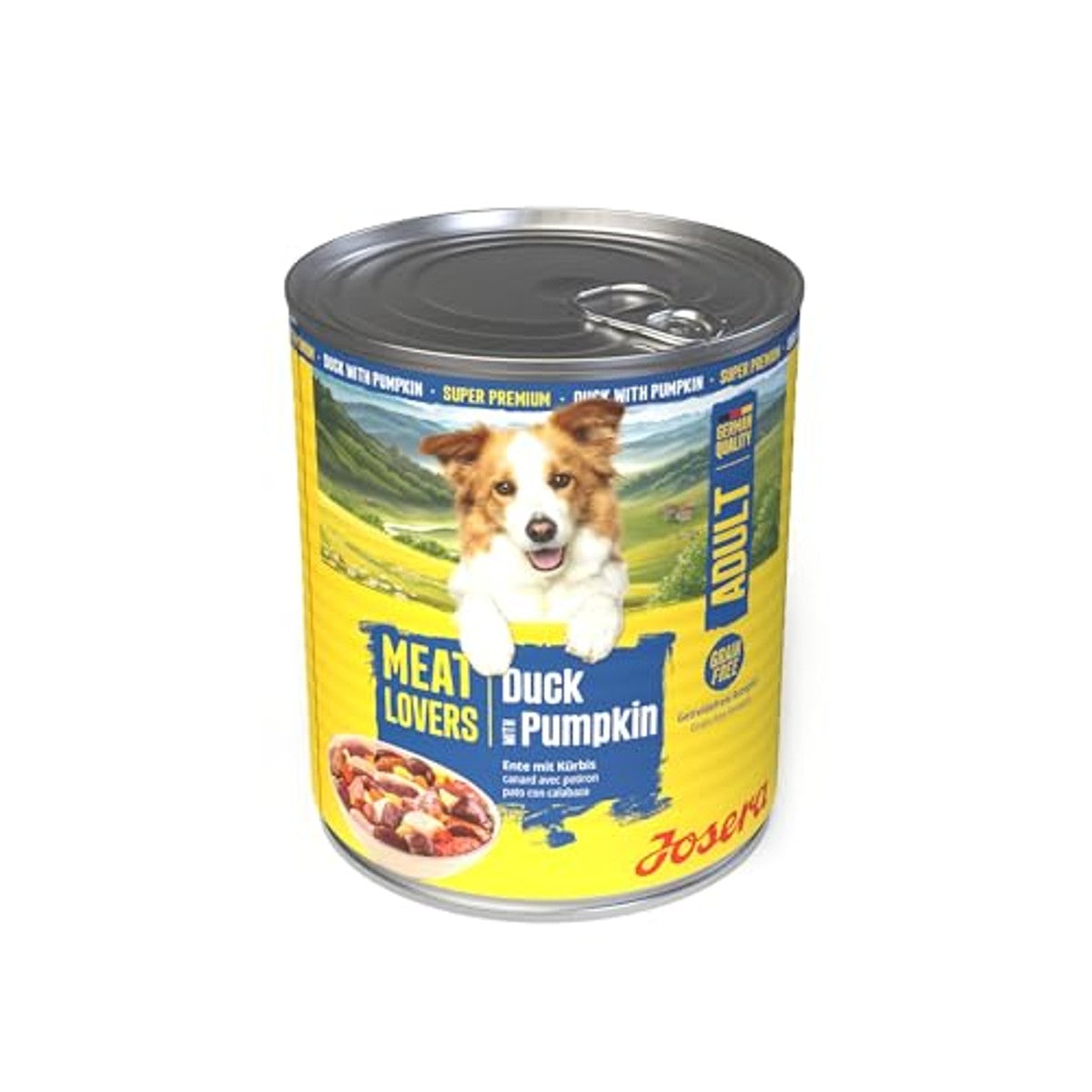 JOSERA Meat Lovers Menu eend met pompoen (6 x 800 g) | hondenvoer nat | Adult Premium natvoer voor volwassen honden, eend met pompoen (eend & pompoen), met veel vlees (65%), tarwevrij – Josera