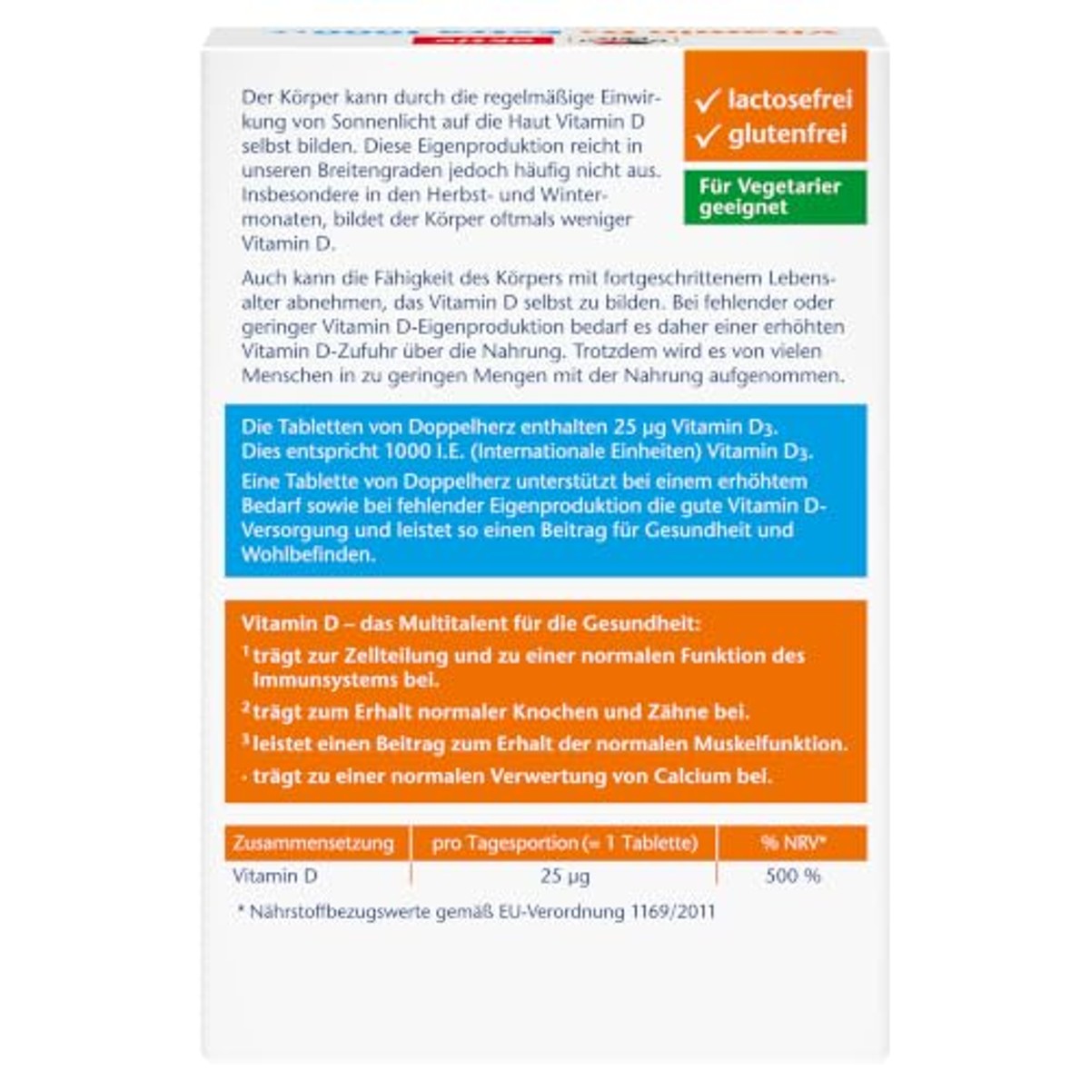 Doppelherz Vitamine D3 1000 Voedingssupplement 45 Tabletten - 6-pack