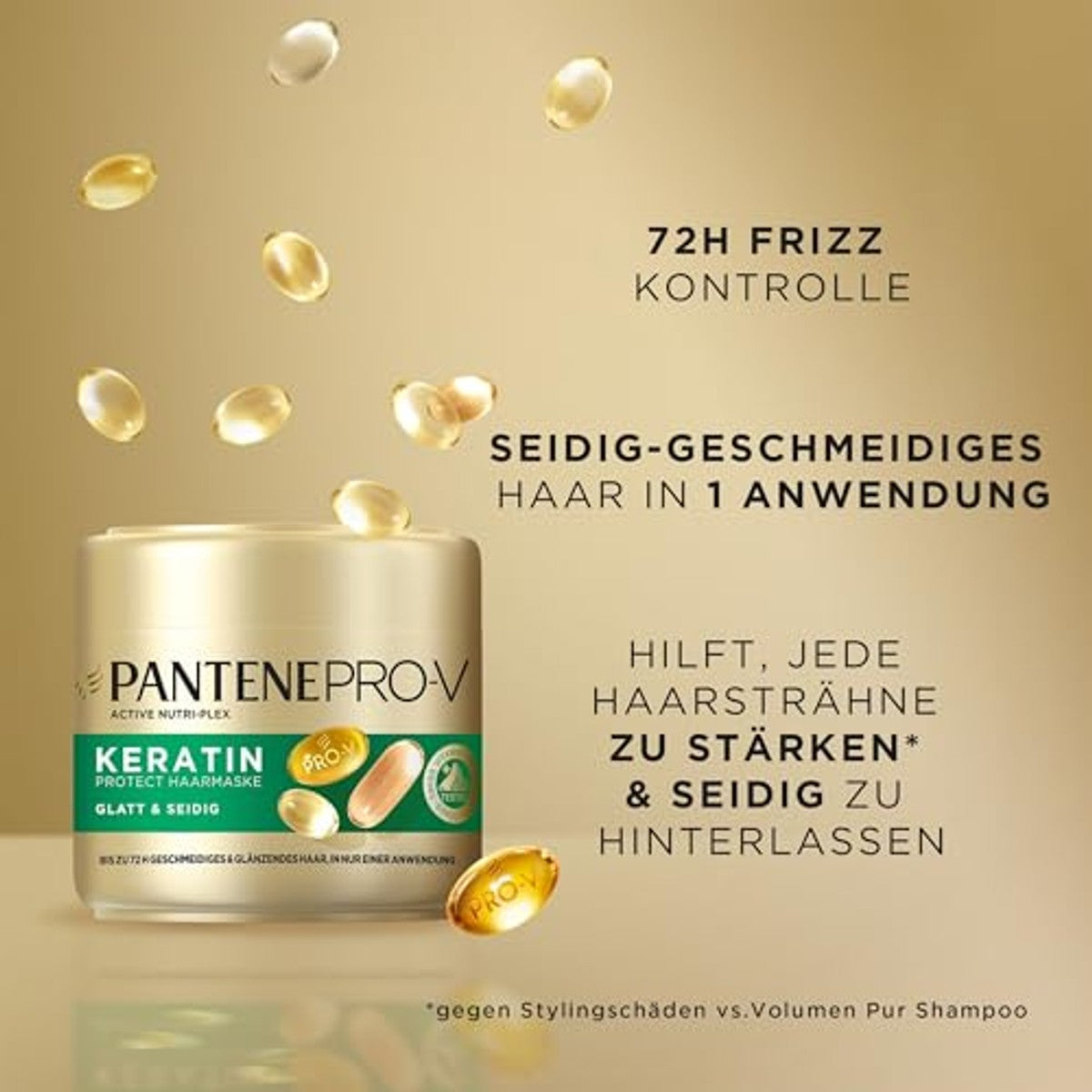 Pantene Pro-V Glad & Zijdeachtig Keratine Protect Haarmasker 3 x 500 ml - Voordeelverpakking