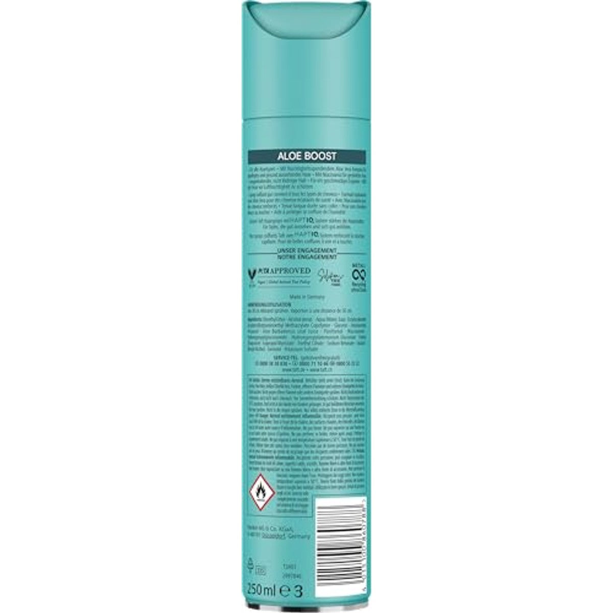 TAFT Haarspray Aloë Boost houdgraad 4 6 x 250 ml - Voordeelverpakking