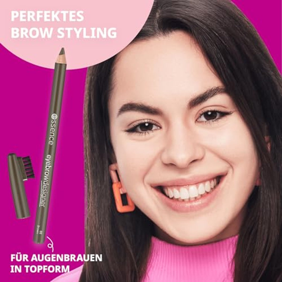 essence eyebrow Designer 02 brown wenkbrauwstift met penseel – foto 4