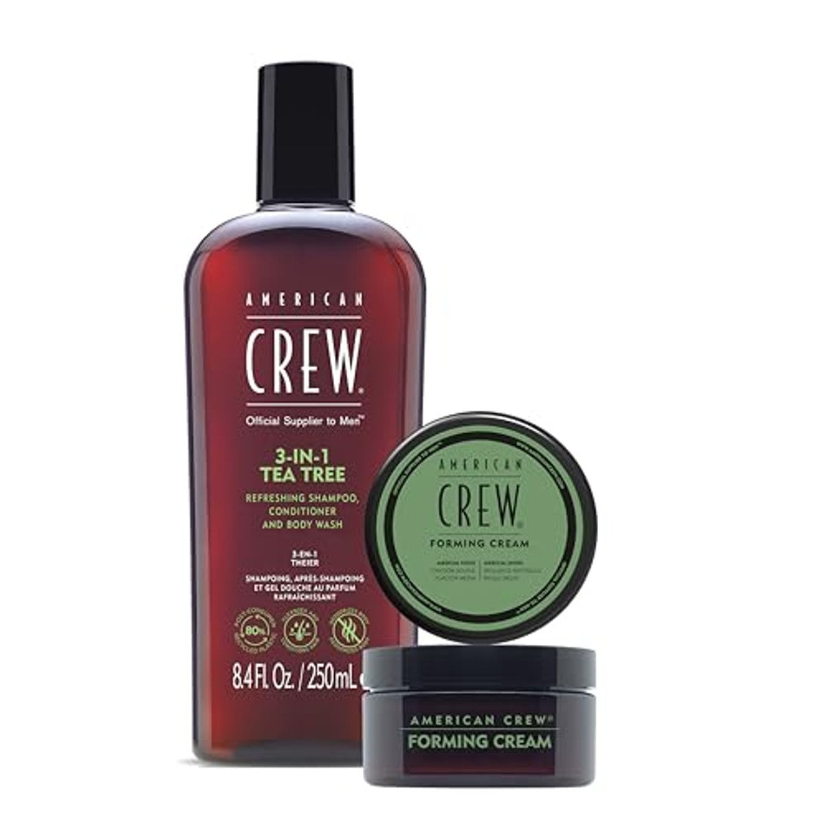American Crew Duo Set 3-in-1 Tea Tree Shampoo, Conditioner & Body Wash 250 ml + Forming Cream 50 g - 6-pack