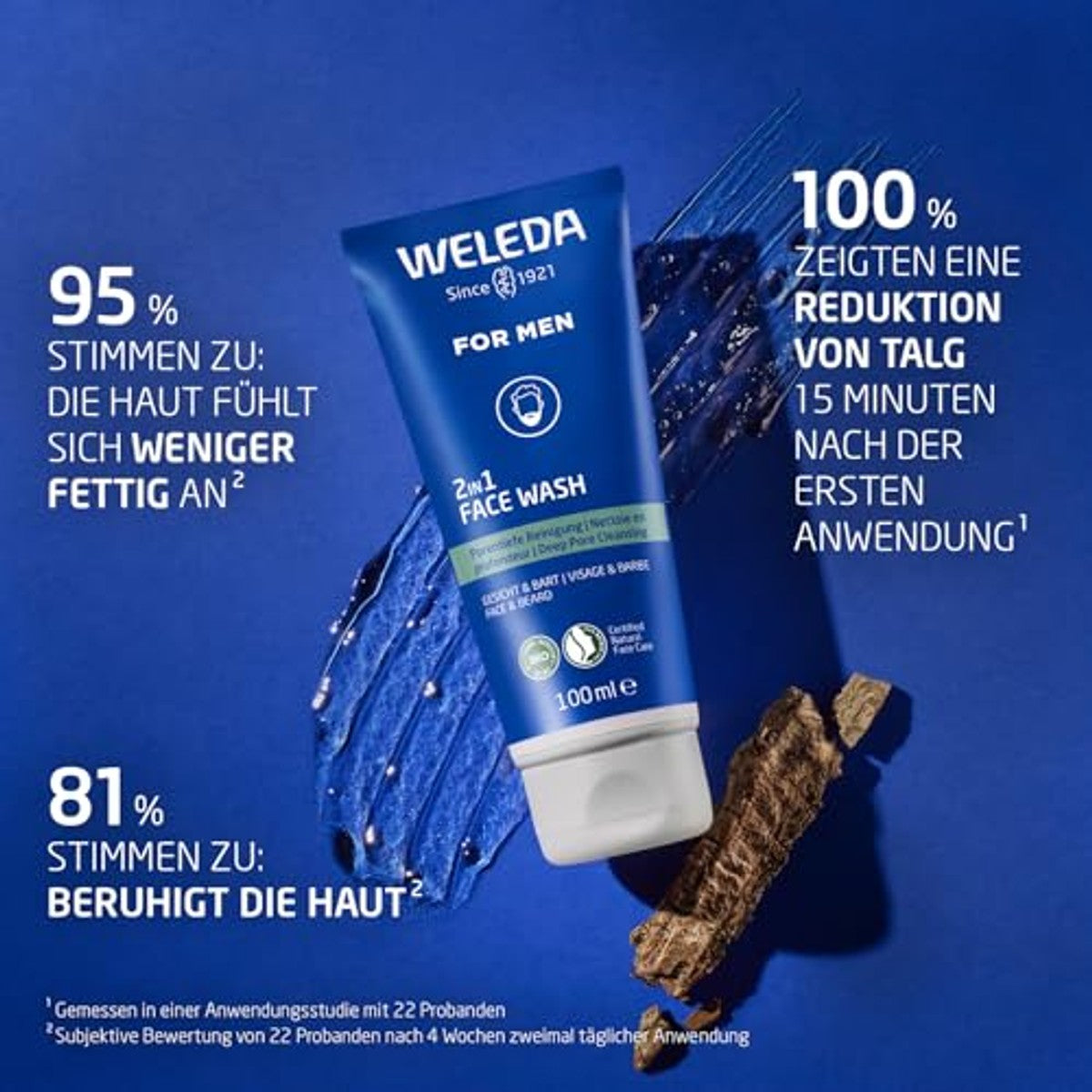 Weleda for Men 2-in-1 Wasgel voor Gezicht en Baard 100 ml - 6-pack