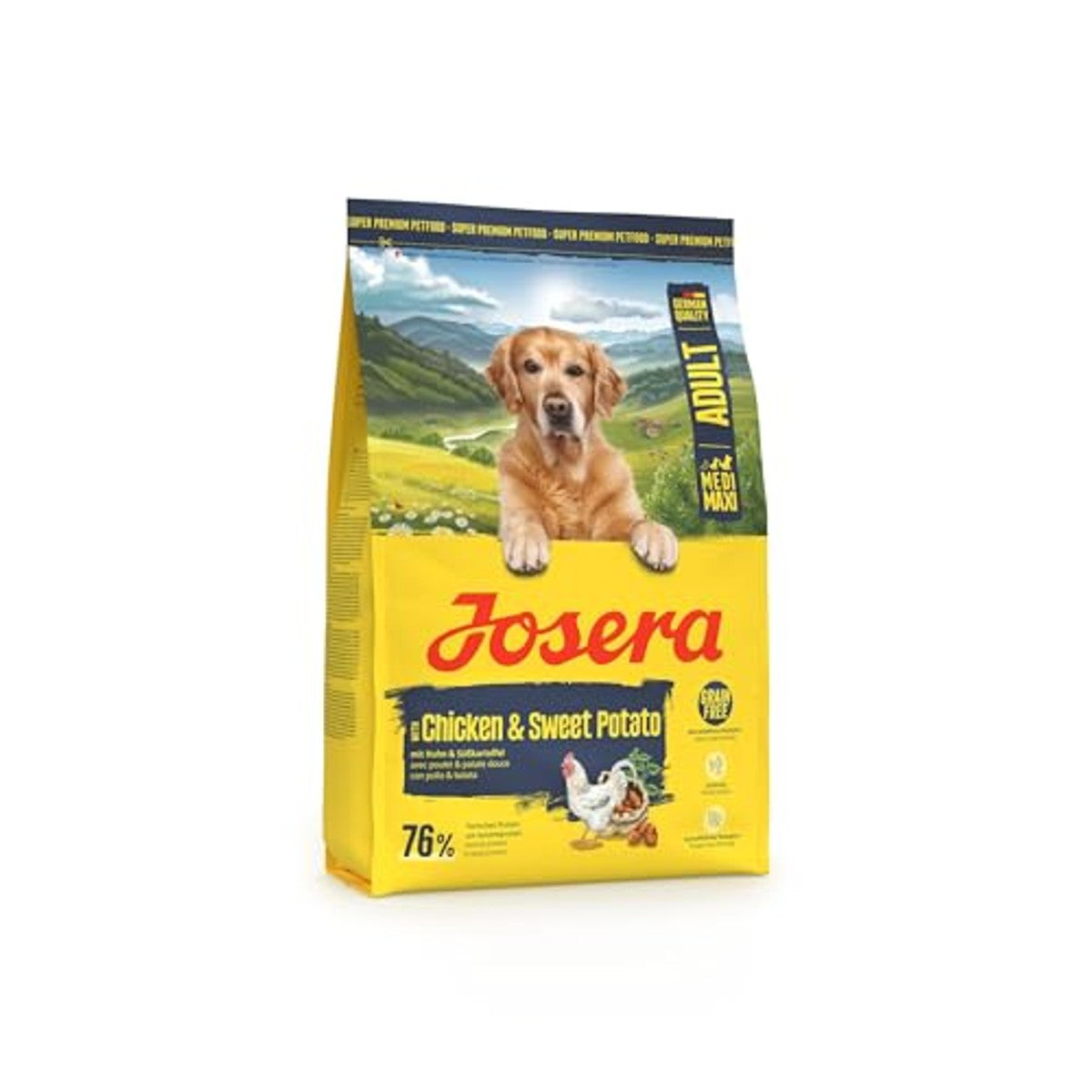 JOSERA Kip & zoete aardappel (3 kg) | droogvoer voor volwassen honden | Adult MediMax Graanvrij premium voer voor sportieve honden van middelgrote en grote rassen, rijk aan eiwitten met erwten – Josera
