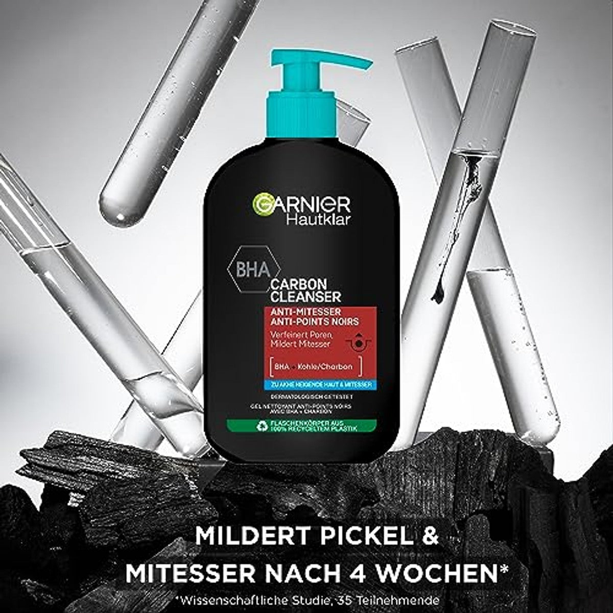 Garnier Hautklar BHA Carbon Cleanser Wasgel 6 x 250 ml - Voordeelverpakking