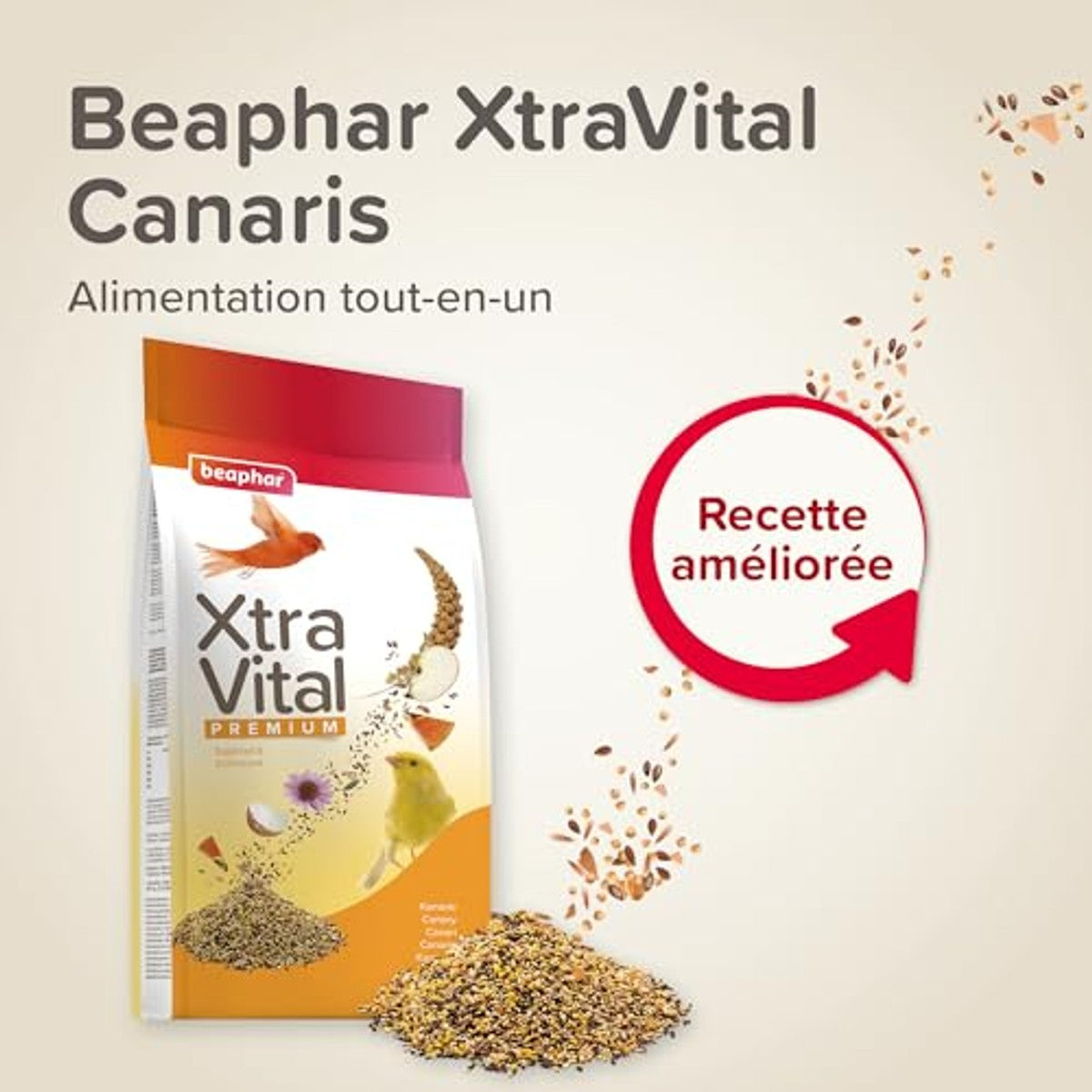 BEAPHAR - XtraVital grote parkiet - All-in-One Premium voedsel voor grote parkieten - 500 g – beaphar