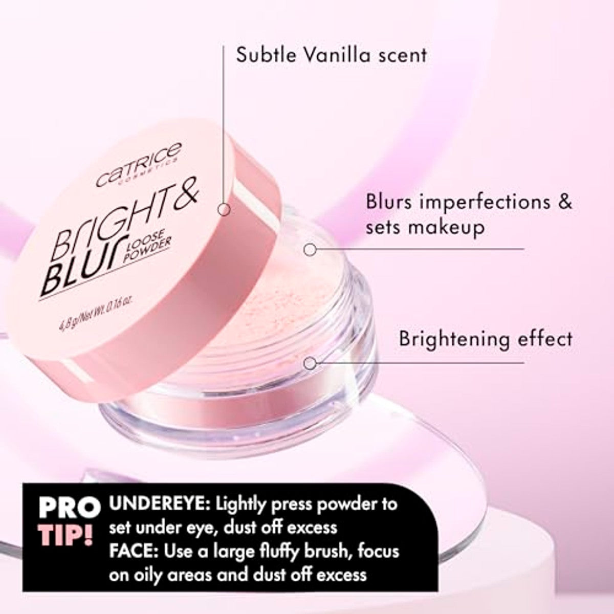 Catrice Bright & Blur Loose Powder losse poeder 010 roze - 3-pack