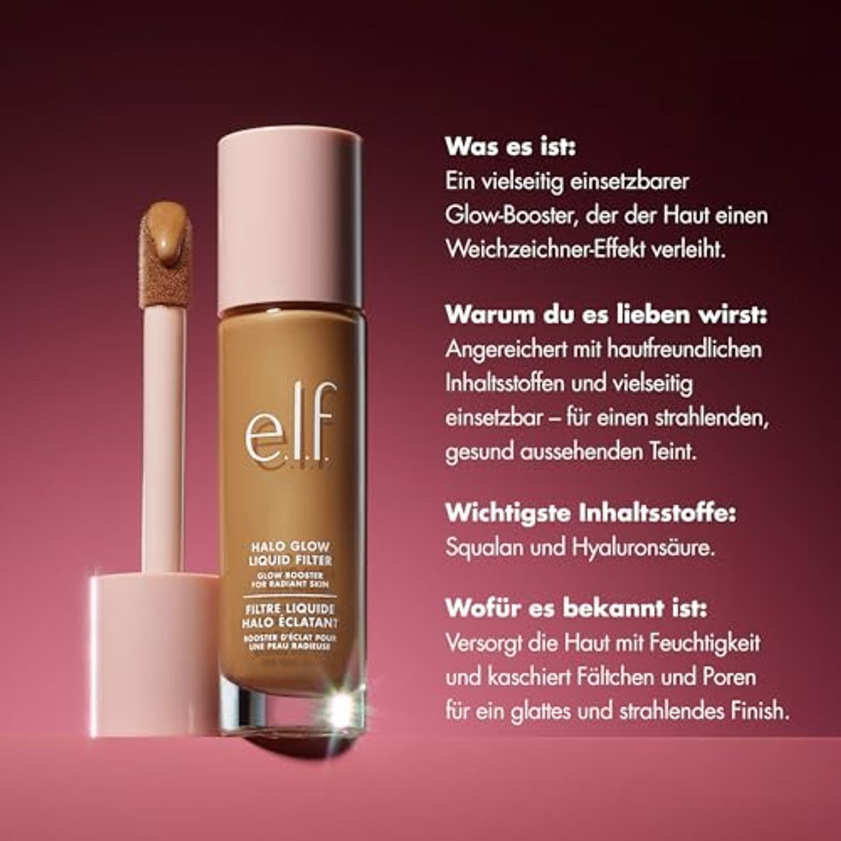 e.l.f. Halo Glow Vloeibaar filter, teint-booster voor een stralend zacht tekeneffect, met hyaluronzuur, veganistisch en dierproefvrij, 00 Fair – e.l.f.