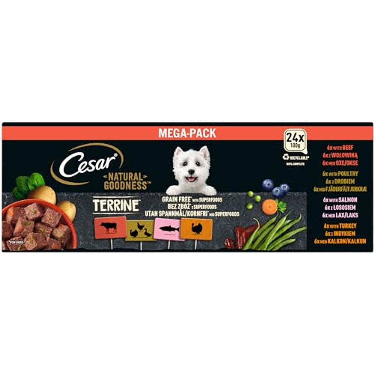 Cesar Natural Goodness granenvrij hondenvoer 4 smaken 24 x 100 g - 6-pack