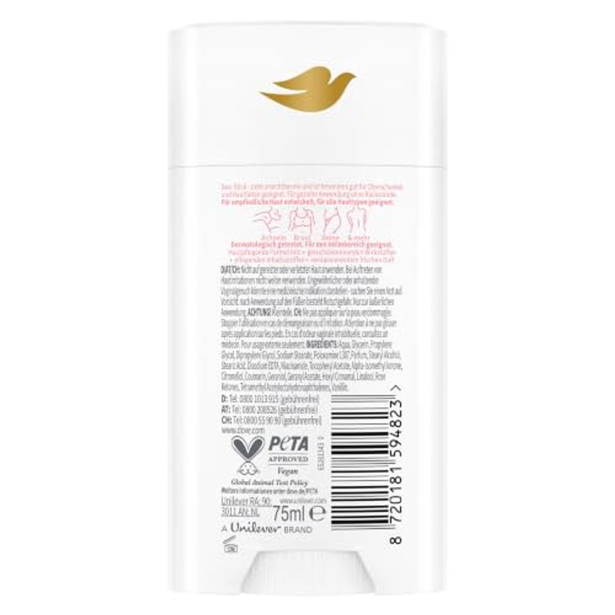 Dove Whole Body Deo framboos en rozengeur 75 ml – Dove