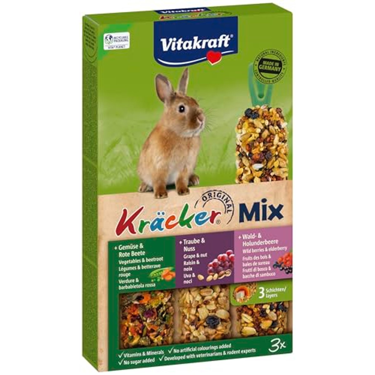 Vitakraft Cracker-mix knaagdiersnack dwergkonijn 10 x 168 g - 6-pack