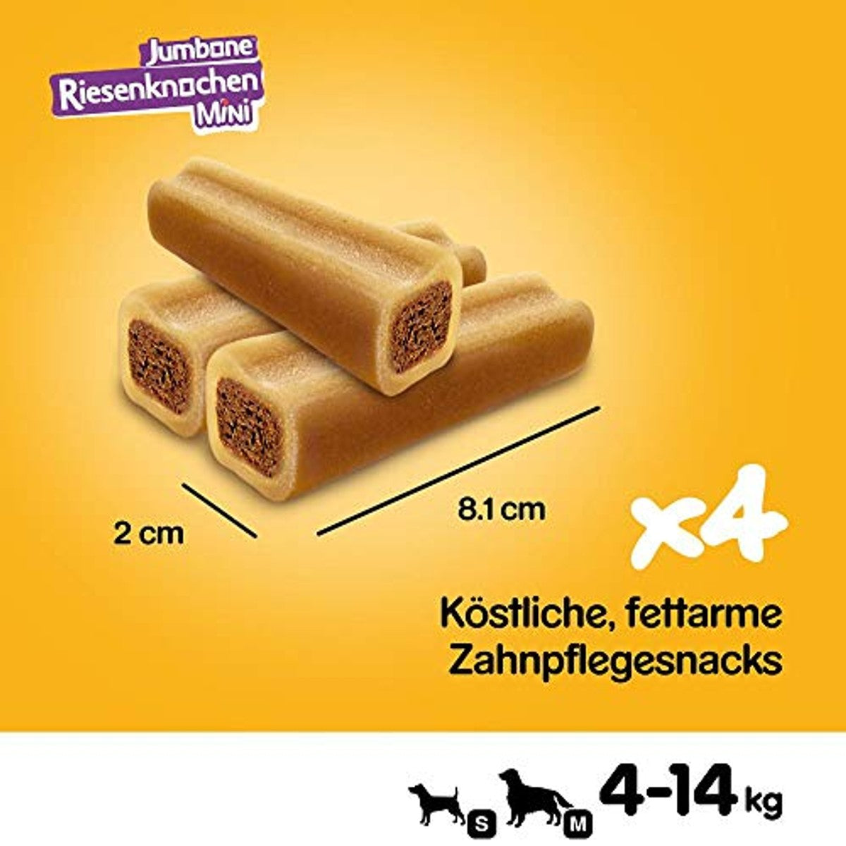 Pedigree Jumbone reuzenbotten, mini rundvlees en gevogelte, smaak, hondensnack, 8 x 4 stuks – Pedigree