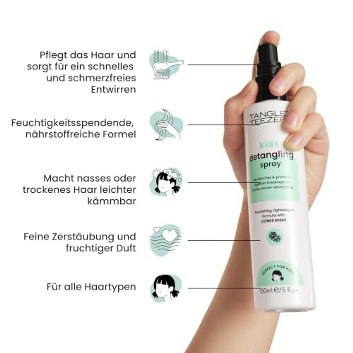 Tangle Teezer Ontwarringsspray voor kinderen, geen knopen, geen tranen, frisse citrusgeur, veganistisch en zonder dierproeven, zacht en snel ontwarren – Tangle Teezer